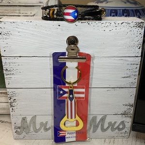 🆕 Puerto Rico 🇵🇷 beer 🍺 opener key chain & handmade adjustable bracelet